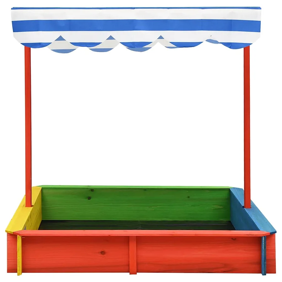 Bac à sable avec toit réglable Bois de sapin Multicolore UV50 - 2