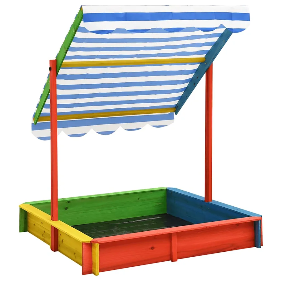 Bac à sable avec toit réglable Bois de sapin Multicolore UV50 - 3