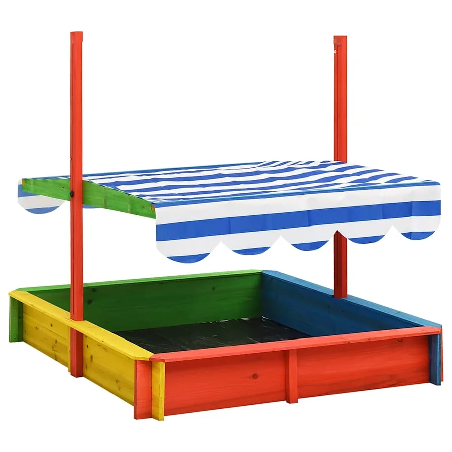 Bac à sable avec toit réglable Bois de sapin Multicolore UV50 - 4