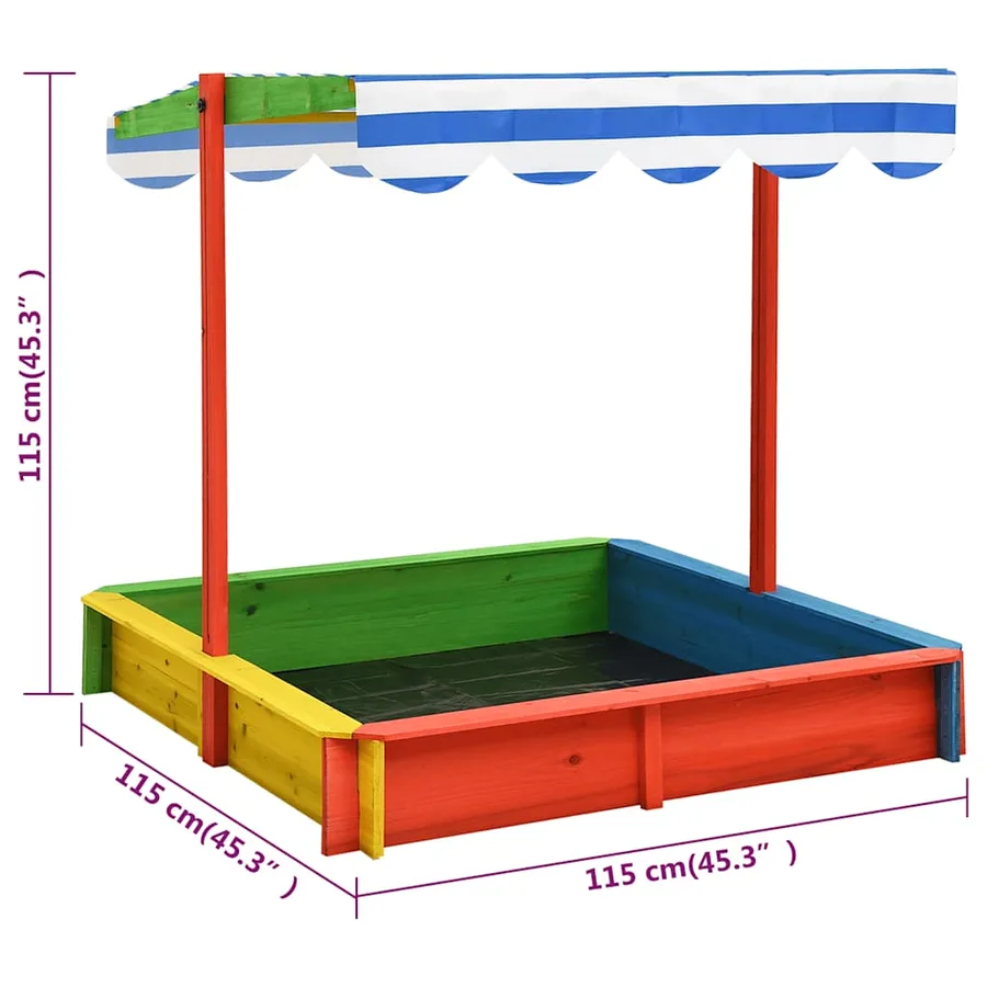 Bac à sable avec toit réglable Bois de sapin Multicolore UV50 - 7
