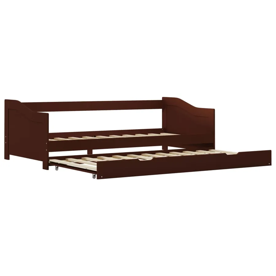 Cadre de lit extensible sans matelas marron foncé 90x200 cm - 2