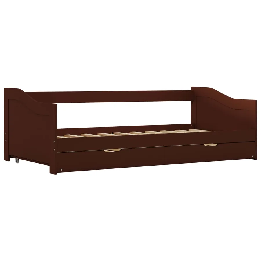 Cadre de lit extensible sans matelas marron foncé 90x200 cm - 4