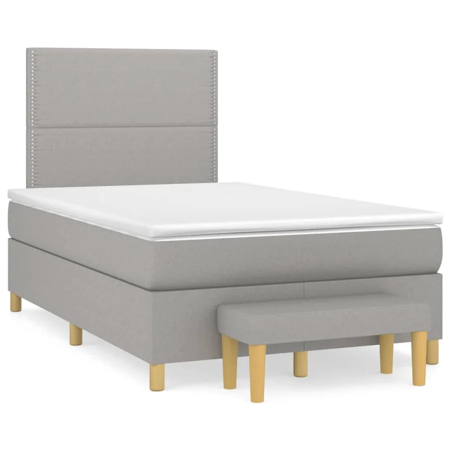 Sommier à lattes de lit avec matelas Gris clair 120x200cm Tissu - 2