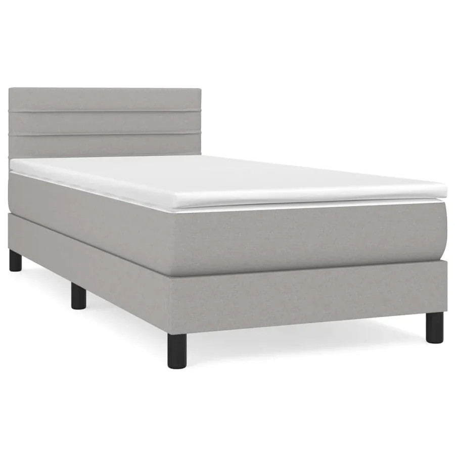 Sommier à lattes de lit avec matelas Gris clair 90x200 cm Tissu - 2