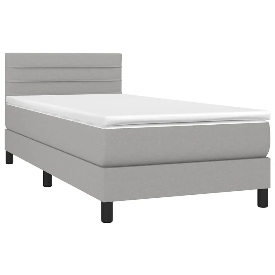 Sommier à lattes de lit avec matelas Gris clair 90x200 cm Tissu - 3