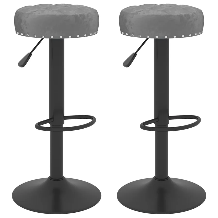 Tabourets de bar lot de 2 gris foncé velours - 2