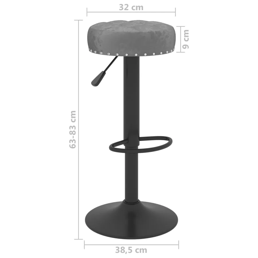 Tabourets de bar lot de 2 gris foncé velours - 9