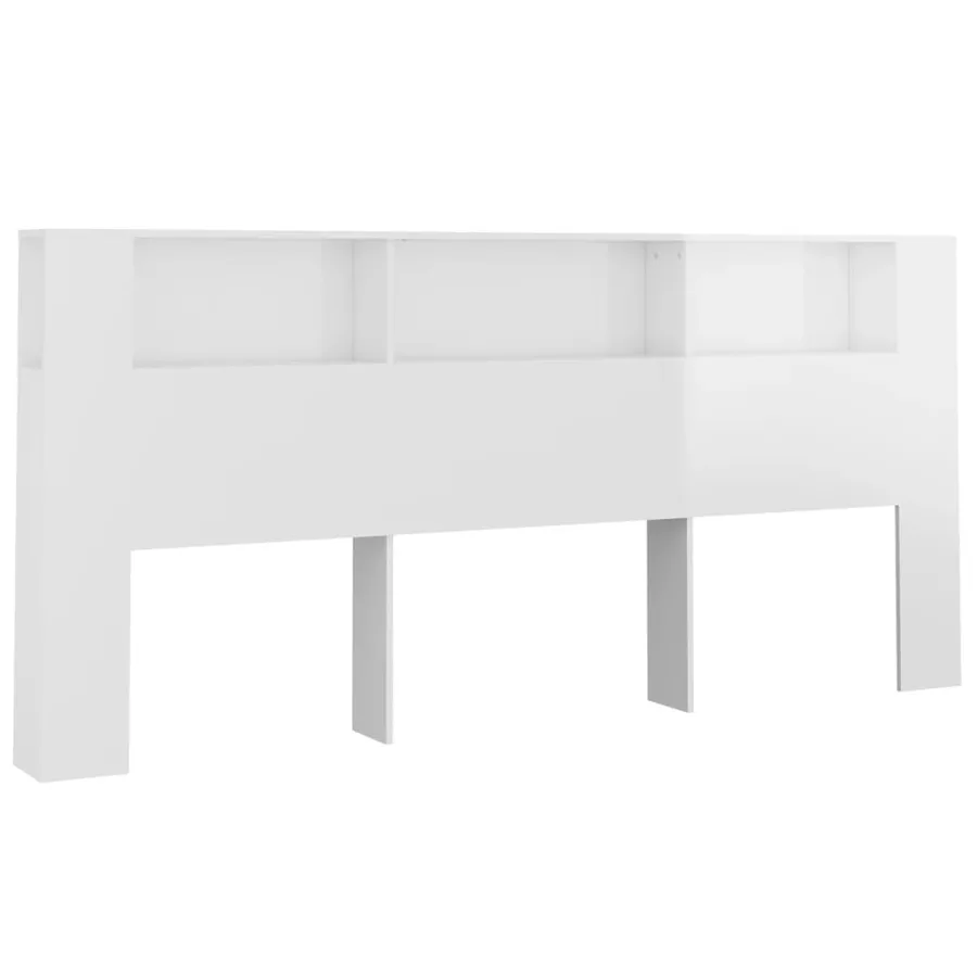 Armoire de tête de lit Blanc brillant 220x18,5x104,5 cm - 2