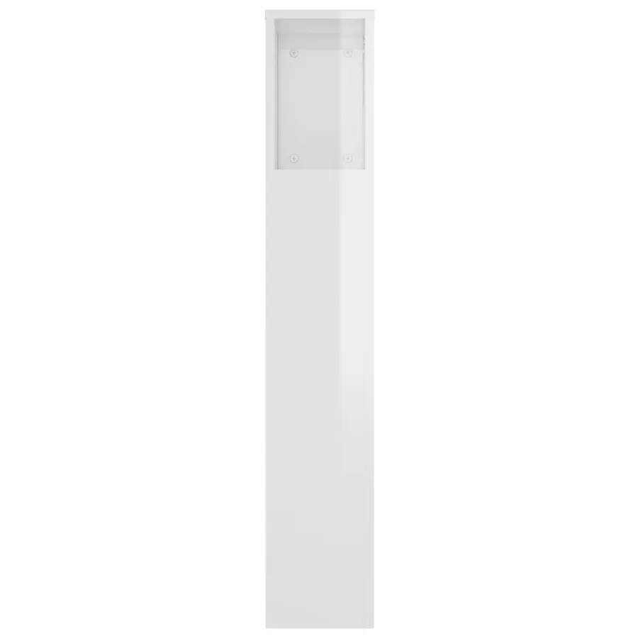 Armoire de tête de lit Blanc brillant 220x18,5x104,5 cm - 5