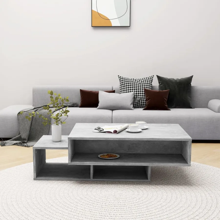 Table basse Gris béton 105x55x32 cm Bois d’ingénierie - 3