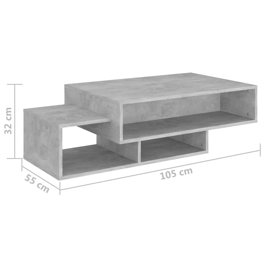 Table basse Gris béton 105x55x32 cm Bois d’ingénierie - 7