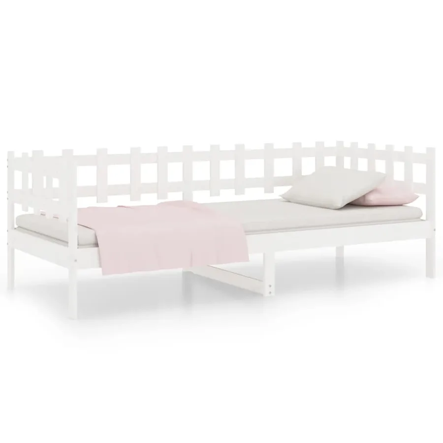 Lit de jour sans matelas blanc 90x200 cm bois de pin massif - 2