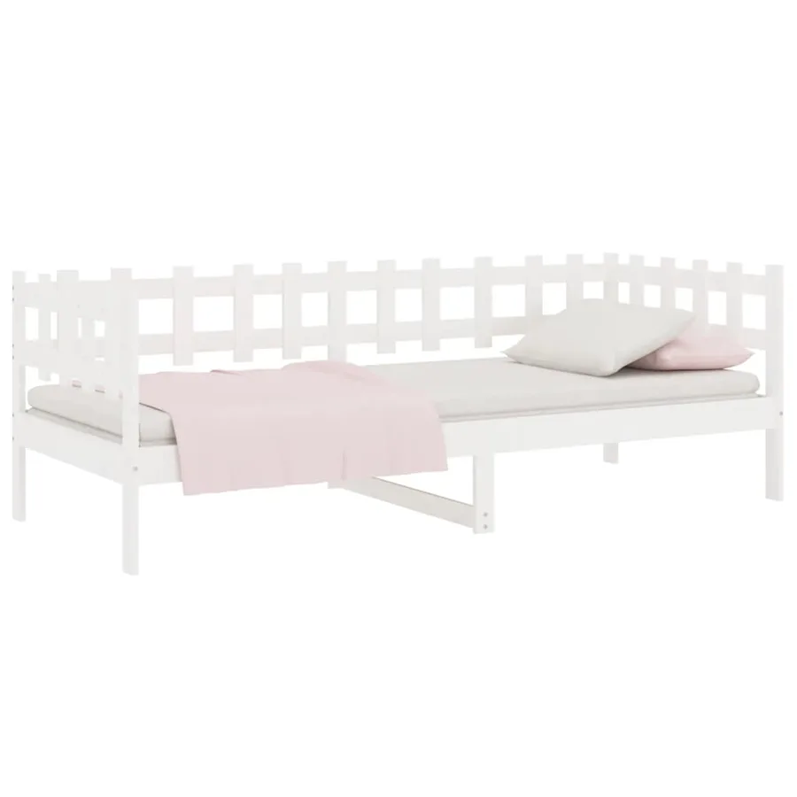 Lit de jour sans matelas blanc 90x200 cm bois de pin massif - 3