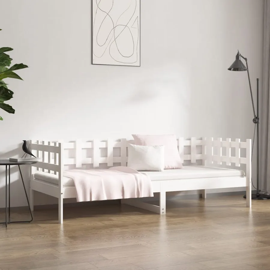 Lit de jour sans matelas blanc 90x200 cm bois de pin massif - 4