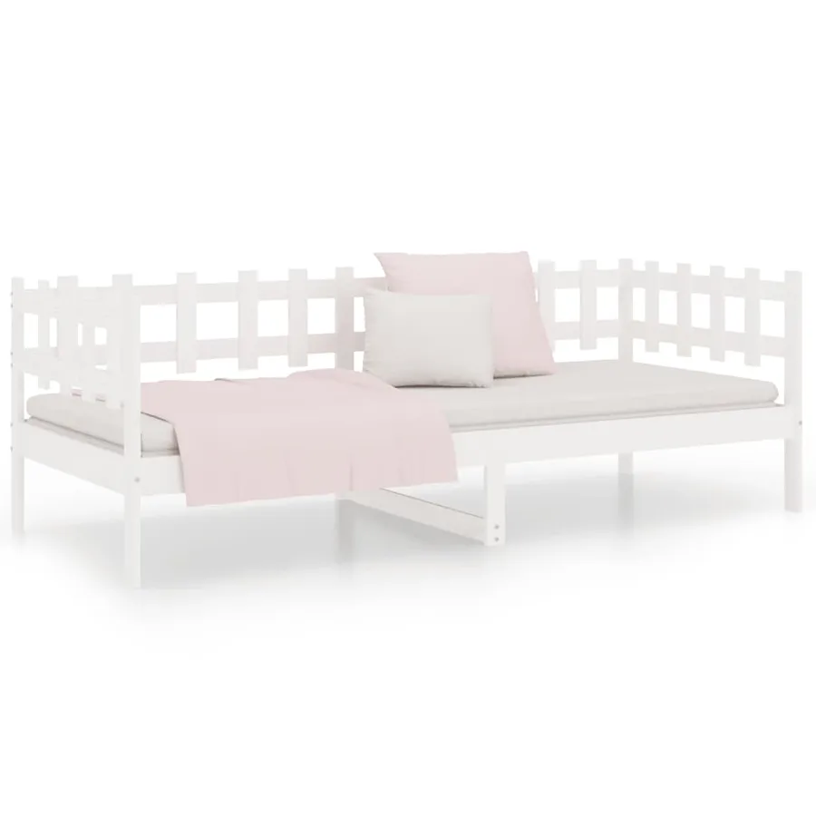 Lit de jour sans matelas blanc 90x200 cm bois de pin massif - 5
