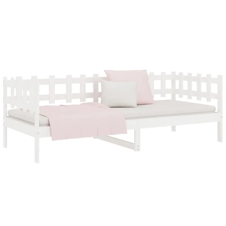 Lit de jour sans matelas blanc 90x200 cm bois de pin massif - 6