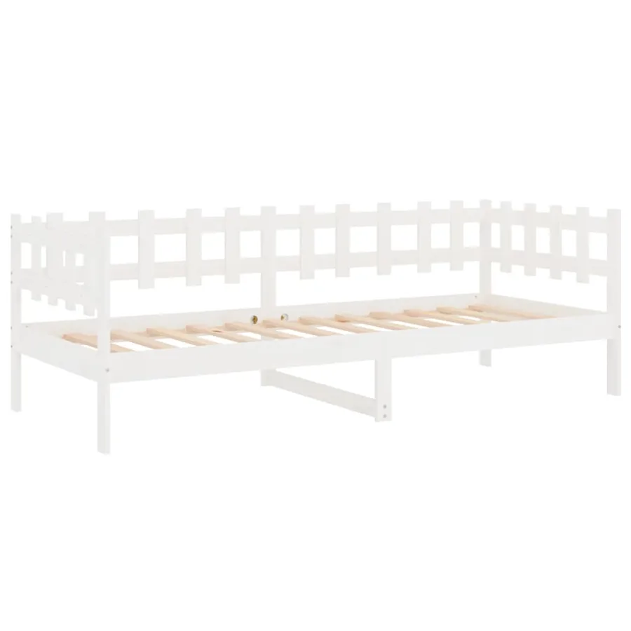 Lit de jour sans matelas blanc 90x200 cm bois de pin massif - 7