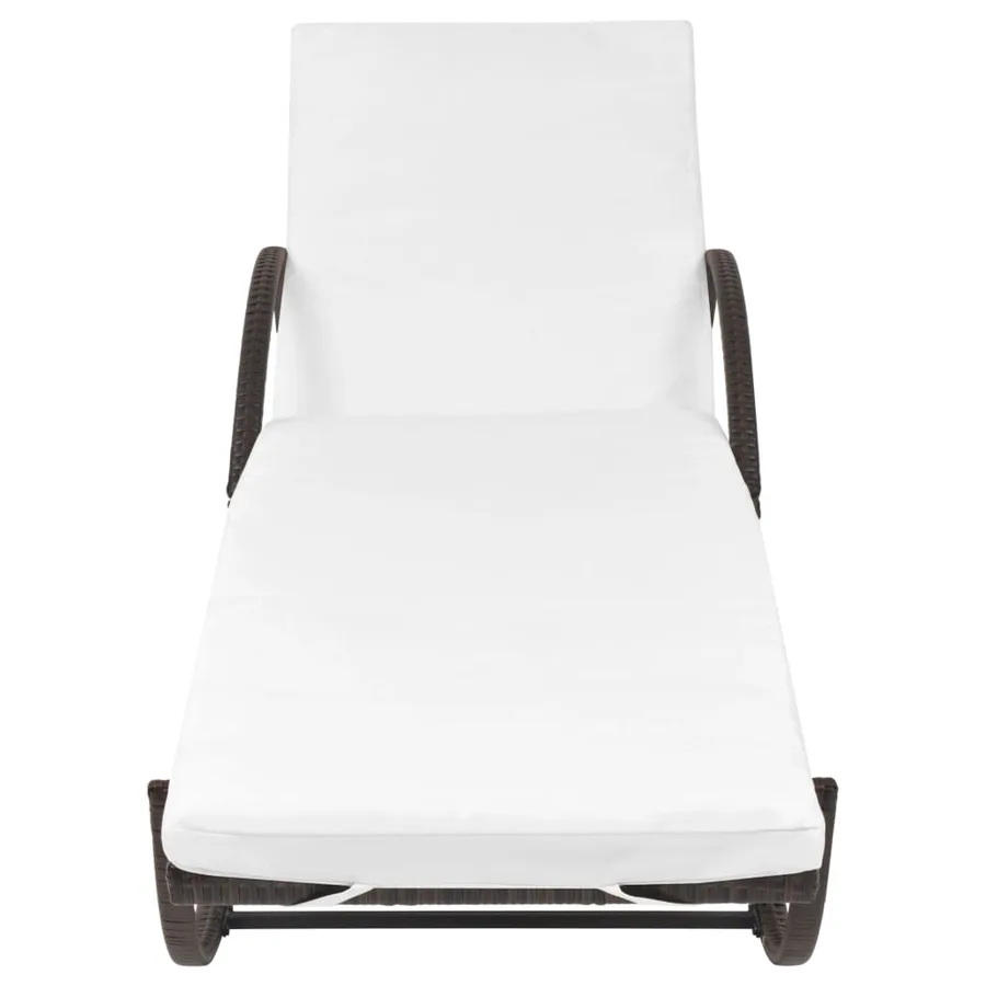 Chaise longue avec coussin Résine tressée Marron - 3