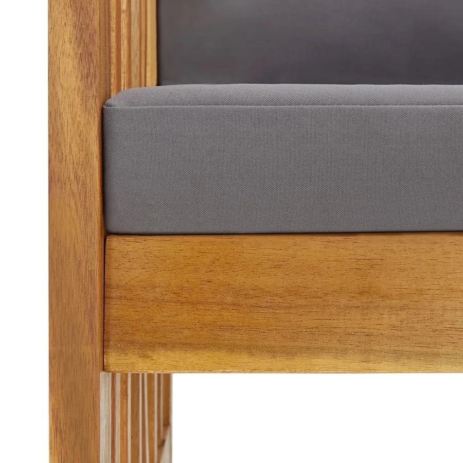 Salon de jardin 5 pcs avec coussins Bois d'acacia solide - 7