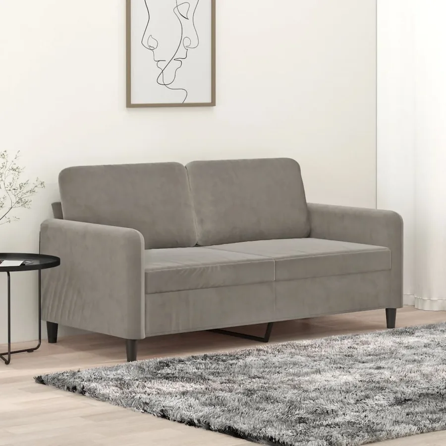 Canapé à 2 places Gris clair 140 cm Velours