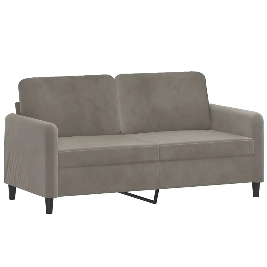 Canapé à 2 places Gris clair 140 cm Velours - 2