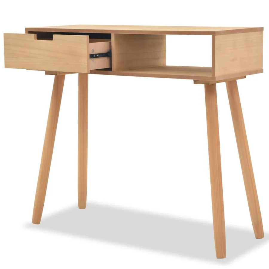 Table console Bois de pin massif 80 x 30 x 72 cm Marron - 2