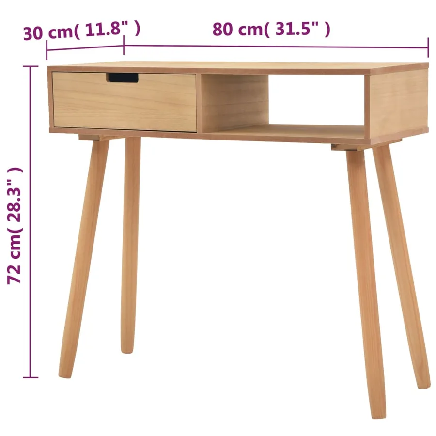 Table console Bois de pin massif 80 x 30 x 72 cm Marron - 6