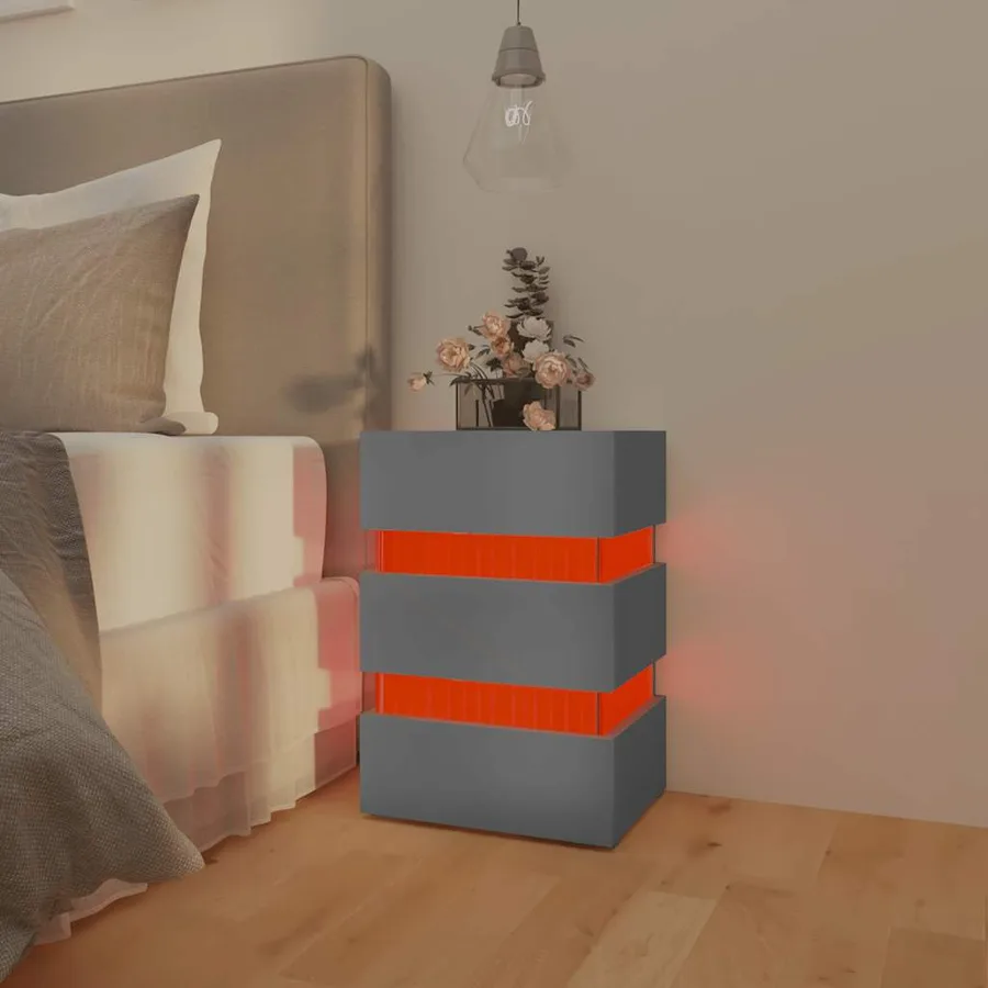 Table de chevet à LED Gris 45x35x67 cm Bois d'ingénierie - 11