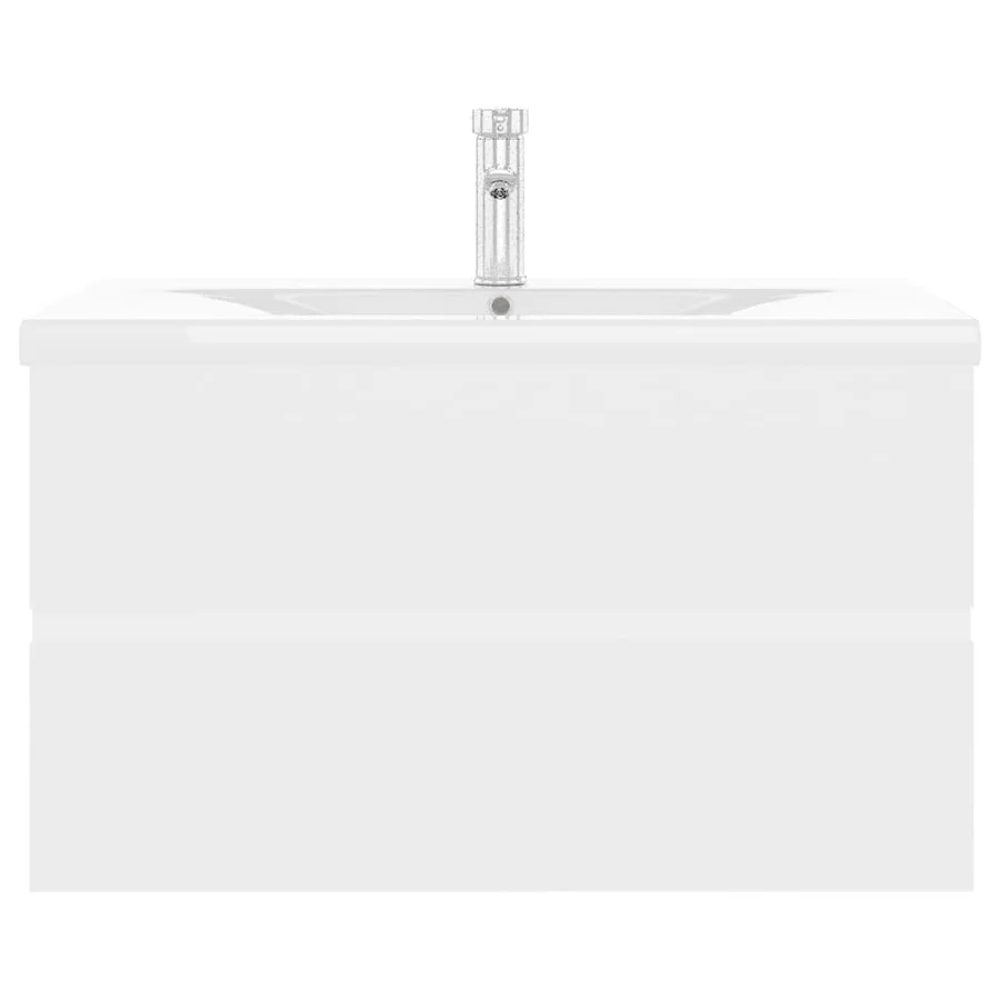 Armoire d'évier avec lavabo intégré blanc bois d'ingénierie - 4