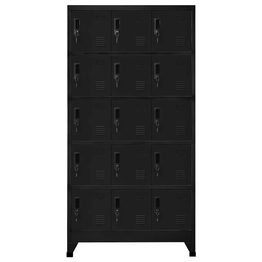 Armoire à casiers Noir 90x40x180 cm Acier - 2