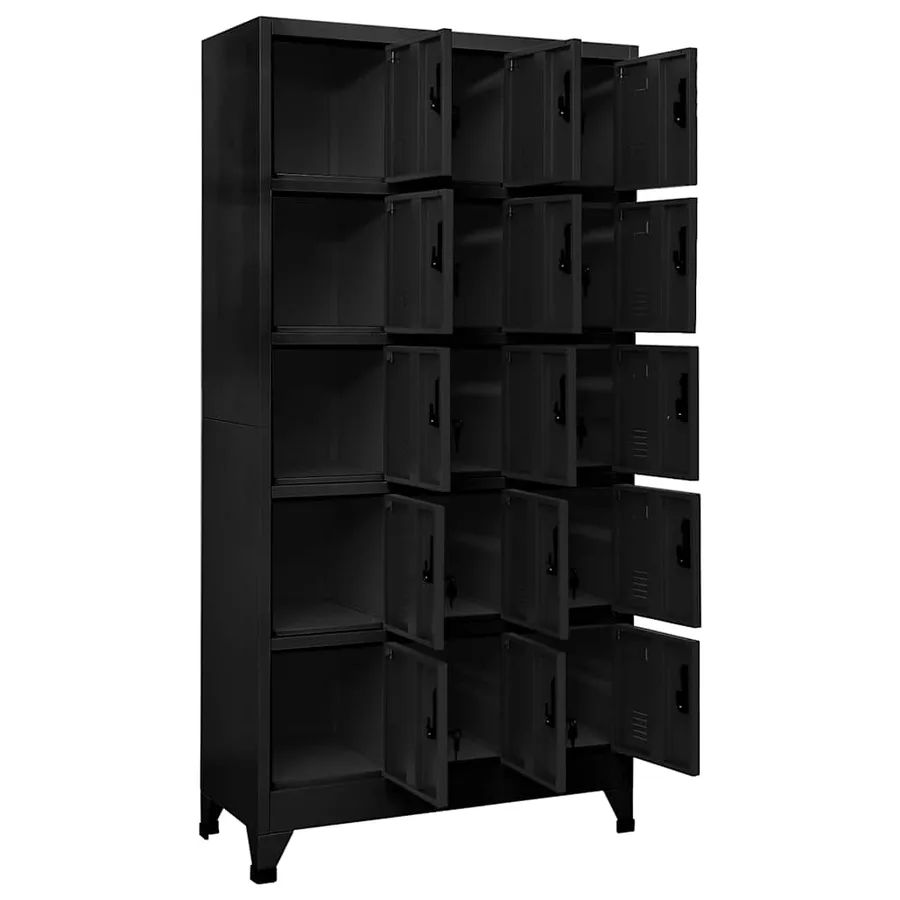 Armoire à casiers Noir 90x40x180 cm Acier - 3