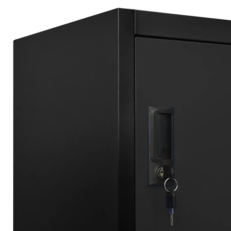 Armoire à casiers Noir 90x40x180 cm Acier - 7