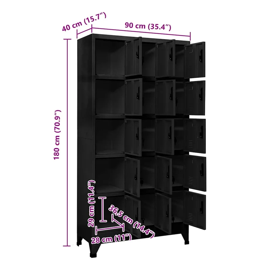 Armoire à casiers Noir 90x40x180 cm Acier - 8