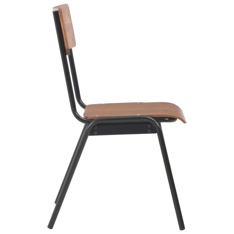 Chaises à manger lot de 2 marron contreplaqué solide et acier - 4