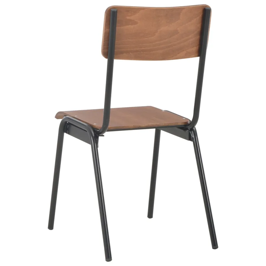 Chaises à manger lot de 2 marron contreplaqué solide et acier - 5
