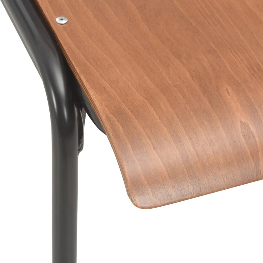 Chaises à manger lot de 2 marron contreplaqué solide et acier - 7