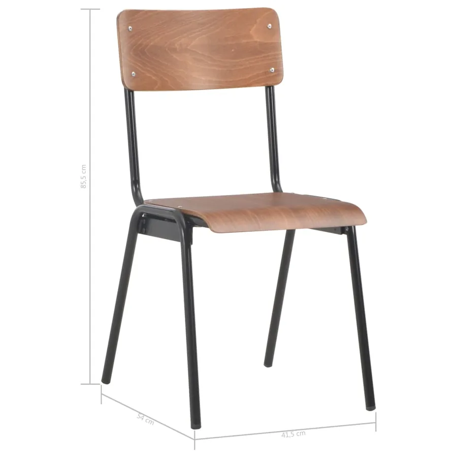 Chaises à manger lot de 2 marron contreplaqué solide et acier - 8