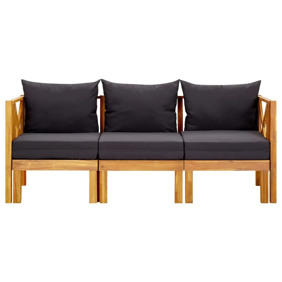 Banc de jardin 3 places et coussins 179 cm Bois d'acacia massif - 2