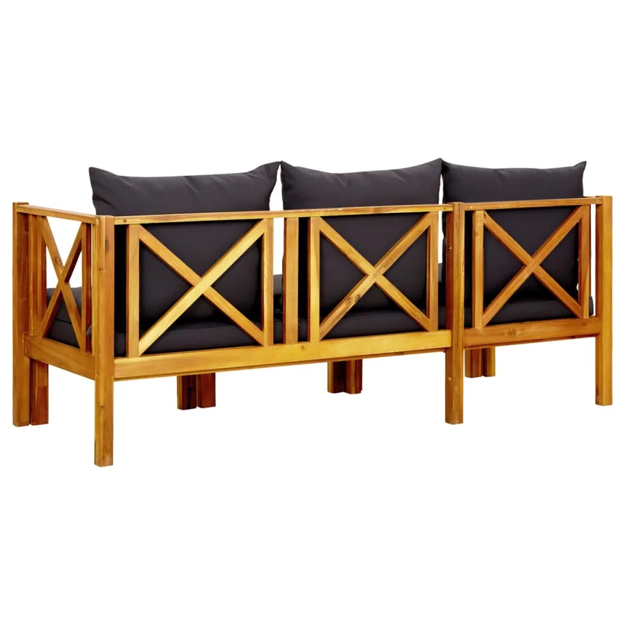 Banc de jardin 3 places et coussins 179 cm Bois d'acacia massif - 4