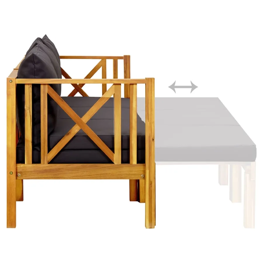 Banc de jardin 3 places et coussins 179 cm Bois d'acacia massif - 6