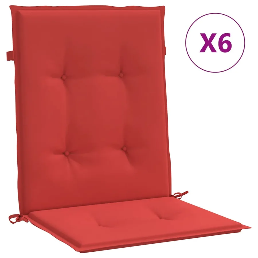Coussins de chaise de jardin à dossier bas lot de 6 rouge - 2