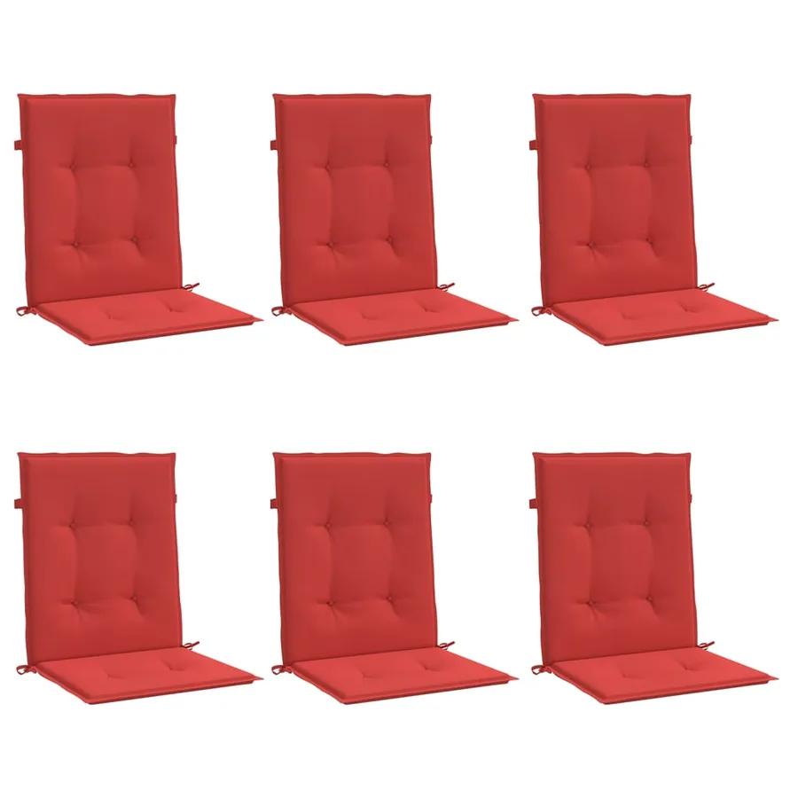 Coussins de chaise de jardin à dossier bas lot de 6 rouge - 3