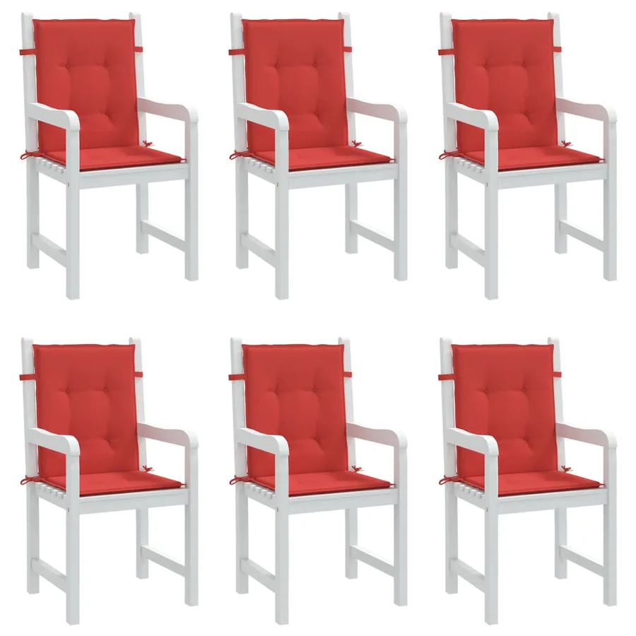 Coussins de chaise de jardin à dossier bas lot de 6 rouge - 4