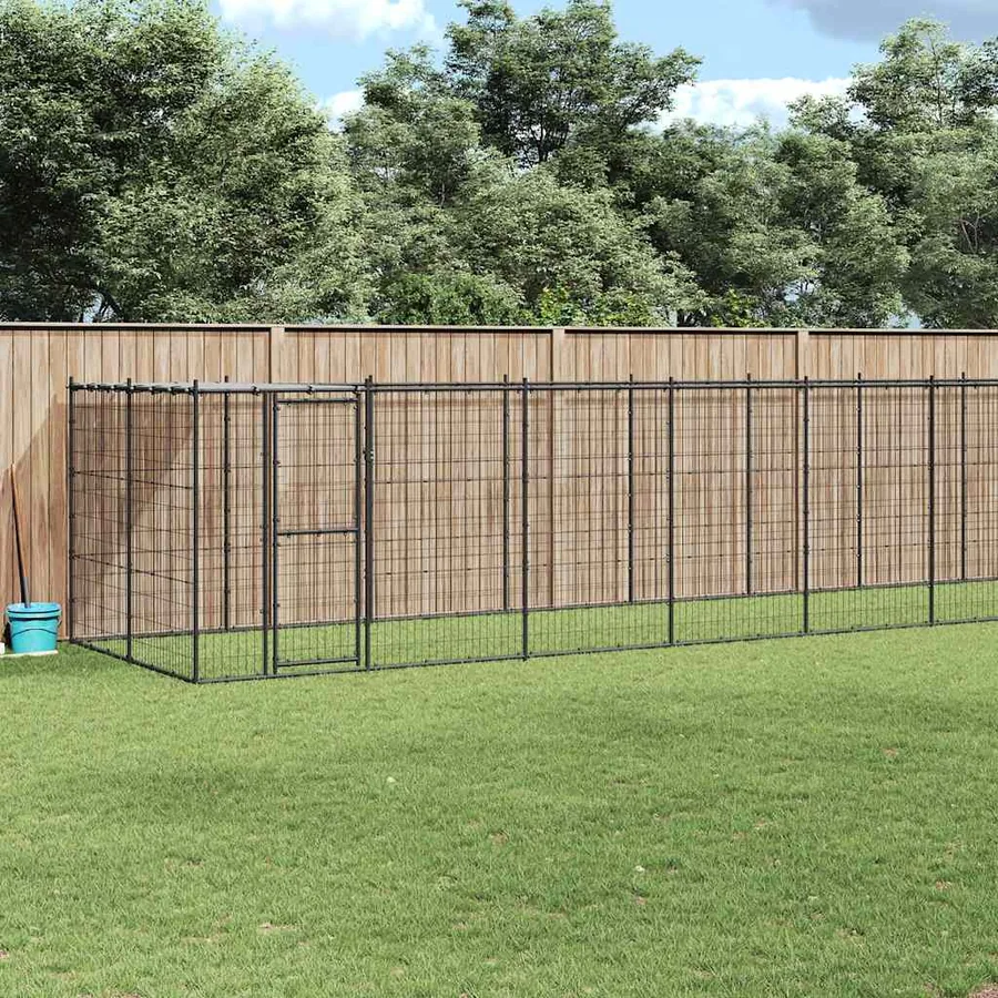 Chenil extérieur Acier avec toit 21,78 m²