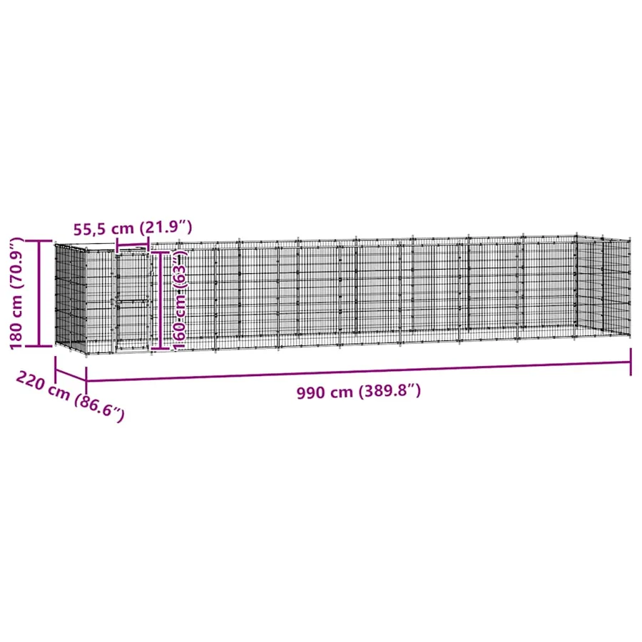 Chenil extérieur Acier avec toit 21,78 m² - 8