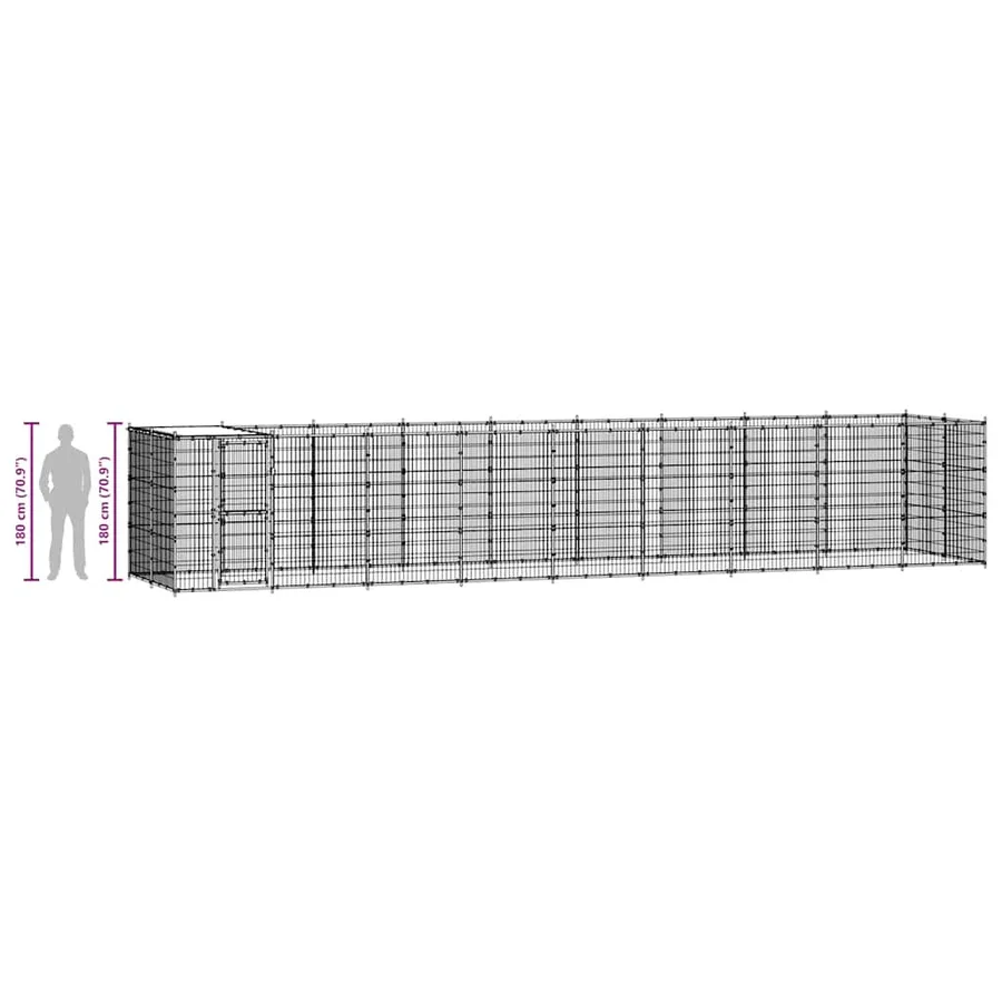 Chenil extérieur Acier avec toit 21,78 m² - 9