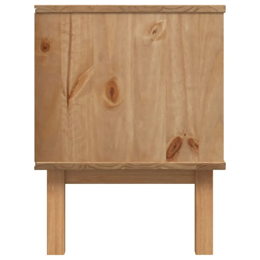 Meuble TV OTTA Marron et blanc 113,5x43x57cm Bois de pin massif - 5