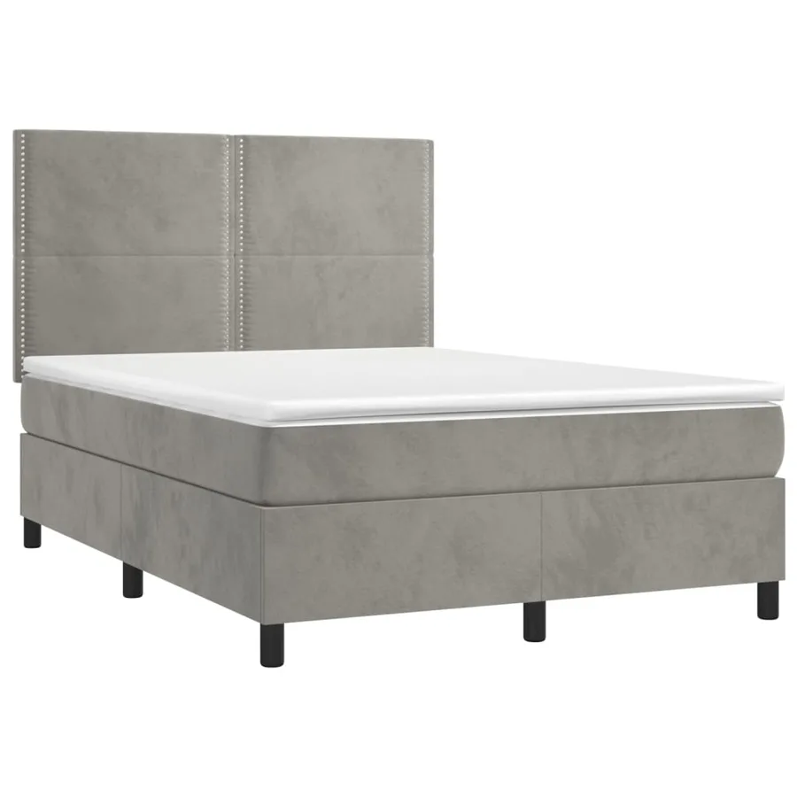 Sommier à lattes de lit et matelas Gris clair 140x190cm Velours - 3