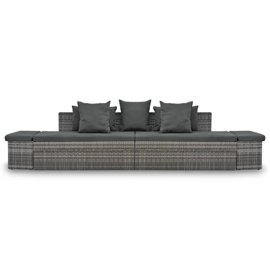 Salon de jardin 4 pcs avec coussins Résine tressée Gris - 2