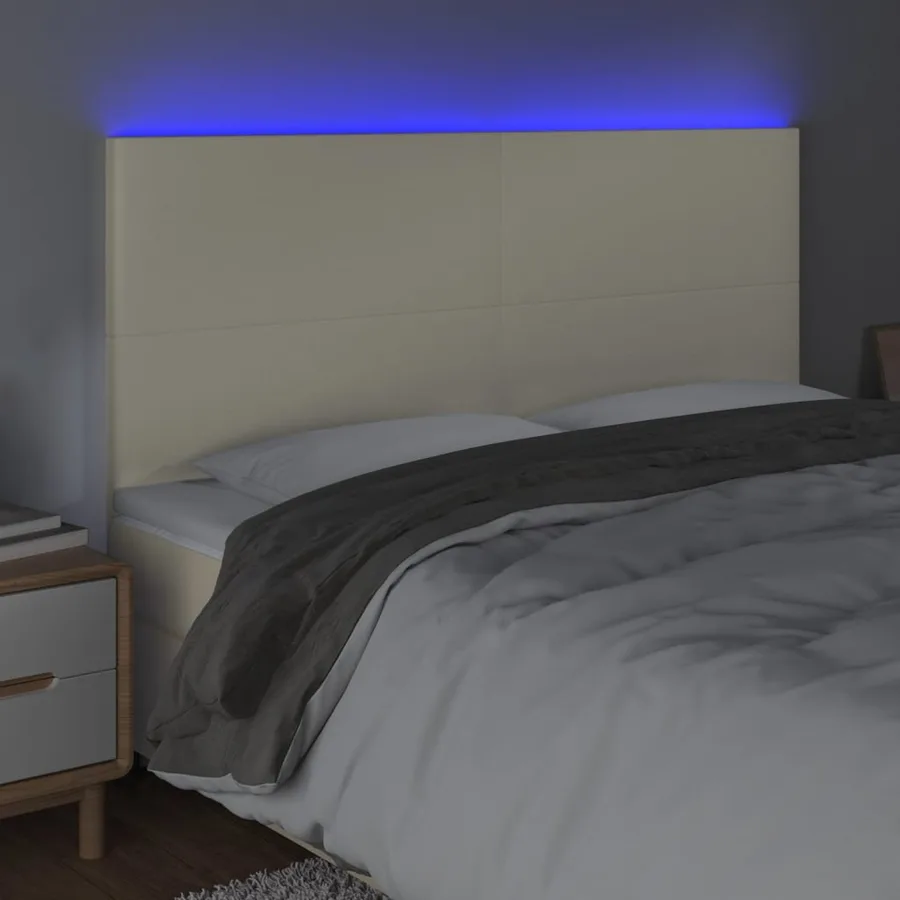 Tête de lit à LED Crème 200x5x118/128 cm Similicuir - 3
